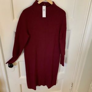 Ann Taylor Cozy Sweater Dress; Maroon Red SZ L